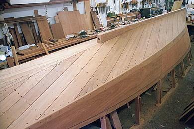 Slipper hull in workshop
